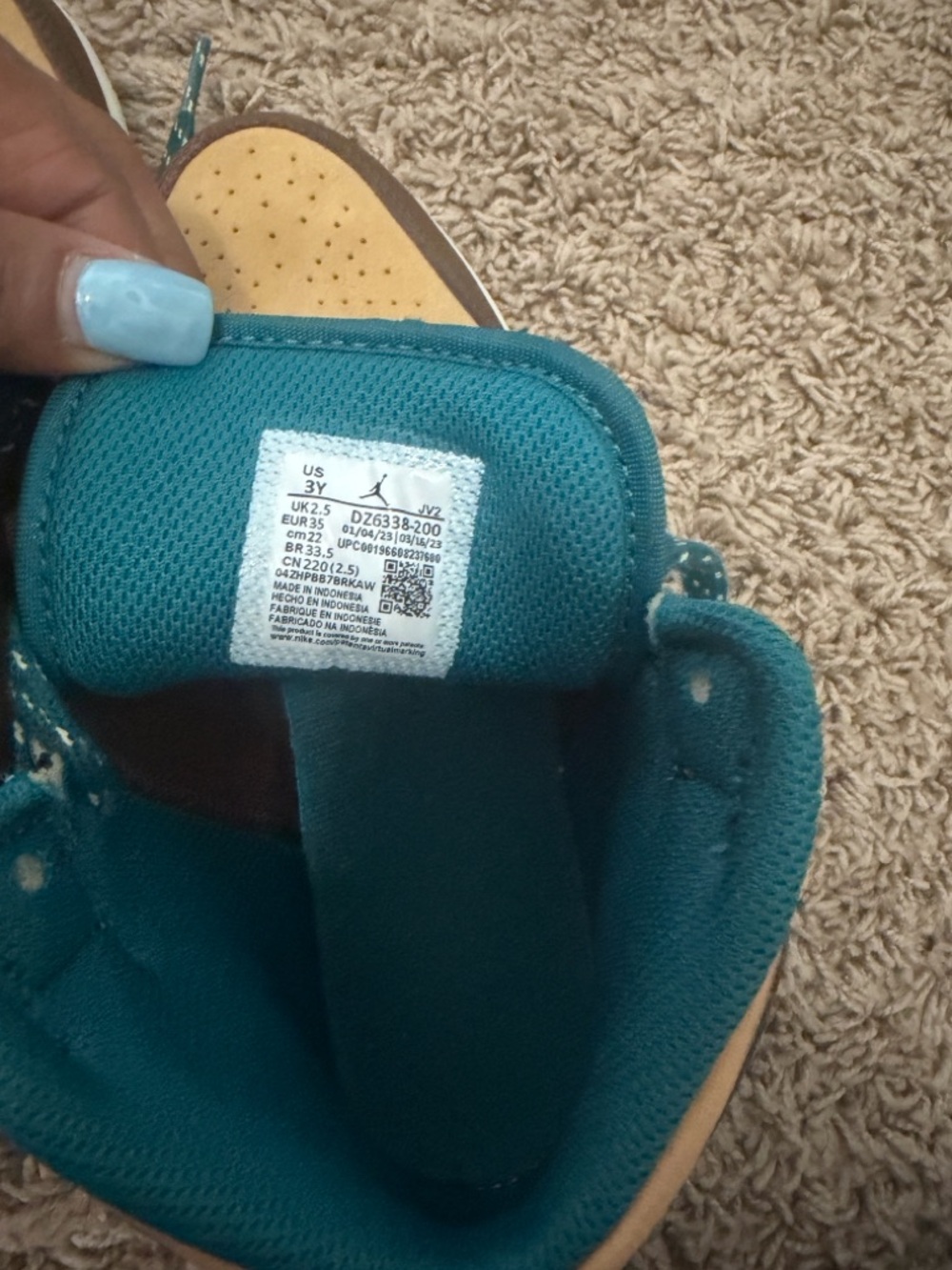 Teal Kids Sneaker - Teal/Beige